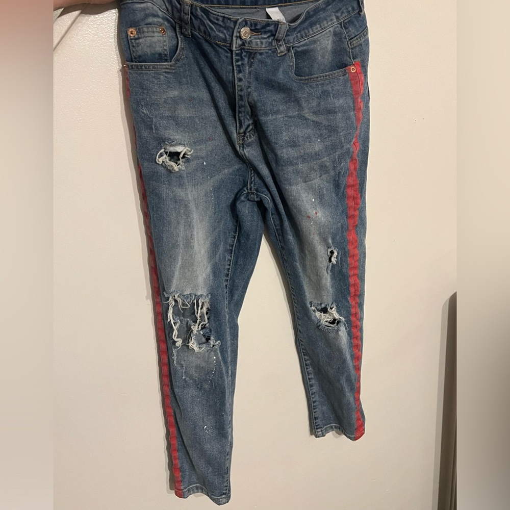 Jeans wear M2 men’s size 31 paint splatter ripped pants y2k
